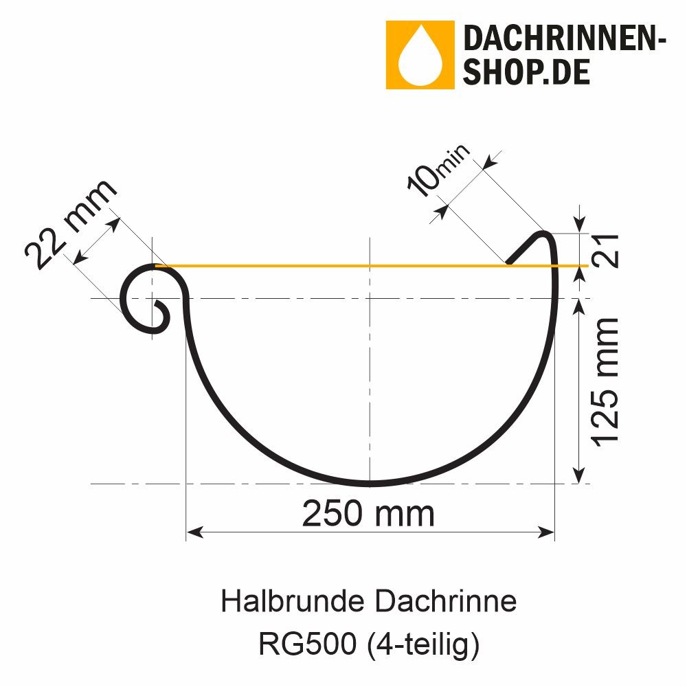 Titanzink Dachrinne halbrund RG500 Länge 3,0 Meter -  -  Die Nr. 1 für Dachentwässerung und Blechkantprofile.
