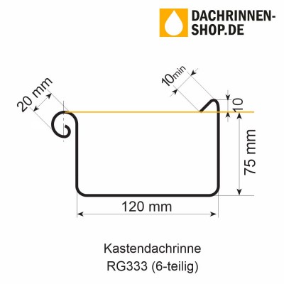 Titanzink Dachrinne kastenform RG333 Länge 1,0 Meter