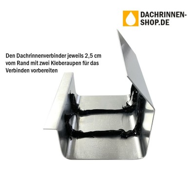 Titanzink Klebe-Rinnenverbinder für Kastendachrinne RG200