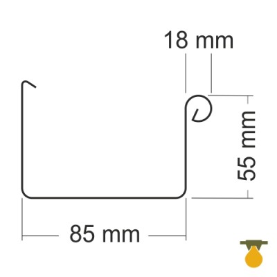 Rheinzink Dachrinne kastenform RG250 Länge 3,0 Meter prePATINA blaugrau