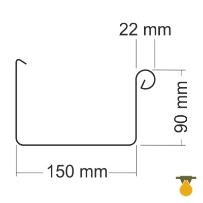 Rheinzink Dachrinne kastenform RG400 Länge 3,0 Meter prePATINA blaugrau