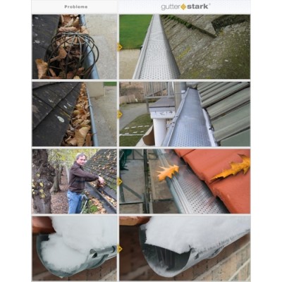 Gutter Stark Laubschutz Alu natur für Dachrinnen RG280