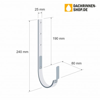 Rinnenhalter kurz halbrund RG200 aus Stahl, verzinkt