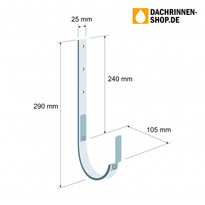 Rinnenhalter kurz halbrund RG250 aus Stahl, verzinkt