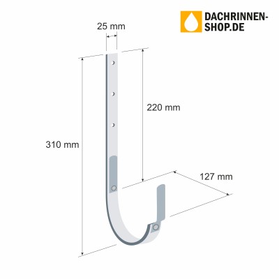 Rinnenhalter kurz halbrund RG280 aus Stahl, verzinkt