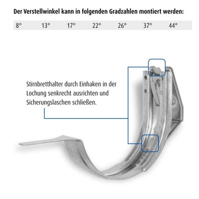 verzinkter Verstellwinkel für Stirnbretthalter halbrund RG250-333