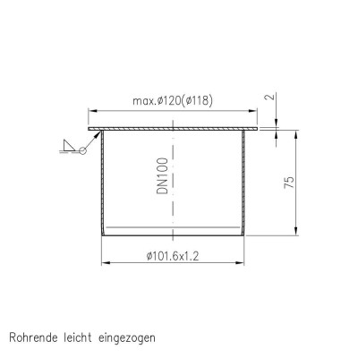 Endkappe DN100 aus Stahl, verzinkt