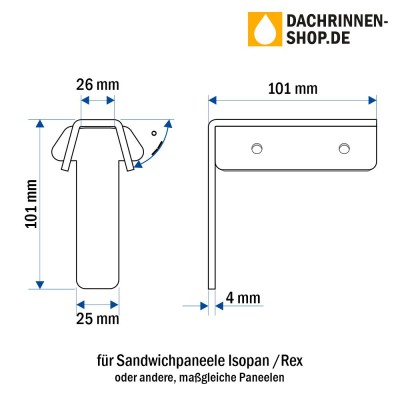 10er Set Rinnenhaken RG400 für Sandwichplatten bis 160mm von Isopan/Rex