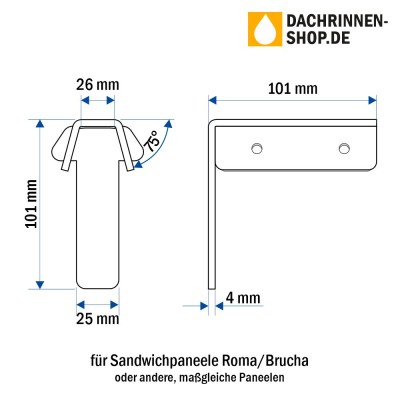 10er Set Rinnenhaken RG400 für Sandwichplatten bis 160mm von Roma/Brucha