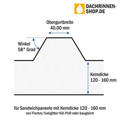 10er Set Rinnenhaken RG400 für Sandwichplatten bis 160mm von Fischer/Salzgitt...