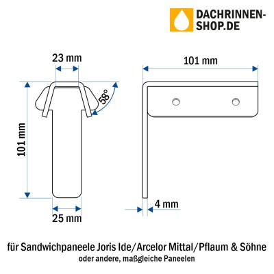 10er Set Rinnenhaken RG400 für Sandwichplatten bis 100mm von Joris Ide/Arcelo...