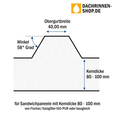 10er Set Rinnenhaken RG400 für Sandwichplatten bis 100mm von Fischer/Salzgitt...