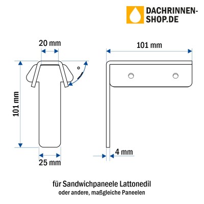 10er Set Rinnenhaken RG400 für Sandwichplatten bis 60mm von Lattonedil