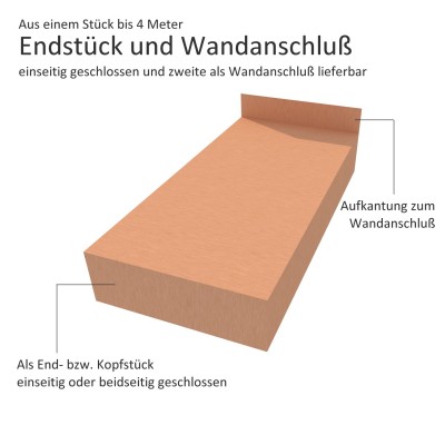 Click-Attika aus Stahlblech Kupferbraun Länge: 1,00 Meter für 21 cm Mauerbreite