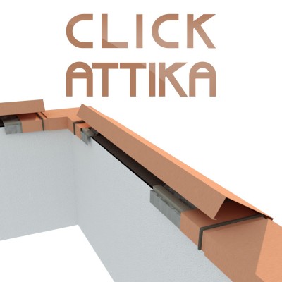 Click-Attika aus Stahlblech Rotbraun Länge: 1,00 Meter für 11 cm Mauerbreite